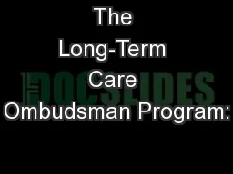 The Long-Term Care Ombudsman Program: