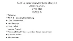SDH Corporation Members Meeting