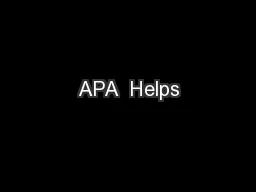 APA  Helps