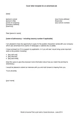 Cover letter template for an advertised job