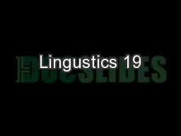 Lingustics 19
