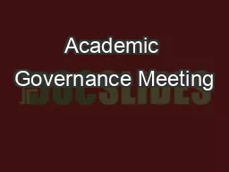 Academic Governance Meeting