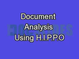 Document Analysis Using H.I.P.P.O
