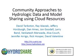 Community Approaches to Hydrologic Data and Model Sharing u