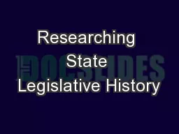 Researching State Legislative History