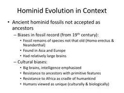 Hominid Evolution in Context