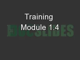 Training Module 1.4