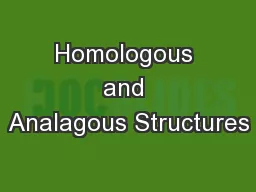 Homologous and Analagous Structures