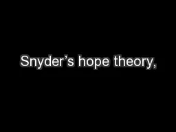 Snyder’s hope theory,