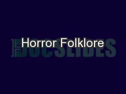 Horror Folklore