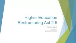 Higher Education Restructuring
