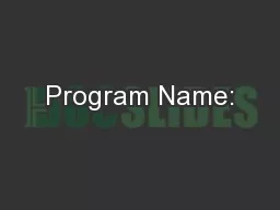 Program Name: