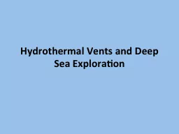 Hydrothermal Vents and Deep Sea Exploration