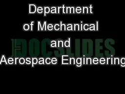 Department of Mechanical and Aerospace Engineering
