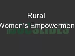 Rural Women’s Empowerment