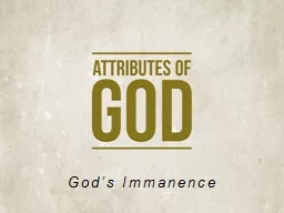 God’s Immanence