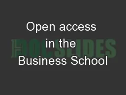 Open access in the Business School
