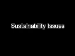 Sustainability Issues