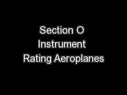 Section O Instrument Rating Aeroplanes