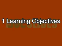 1 Learning Objectives