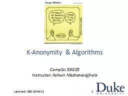 K-Anonymity & Algorithms