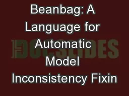 Beanbag: A Language for Automatic Model Inconsistency Fixin