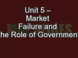 Unit 5 – Market Failure and the Role of Government