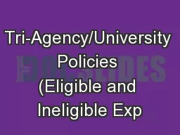 Tri-Agency/University Policies (Eligible and Ineligible Exp