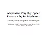 Inexpensive Very High Speed Photography For Mechanics
