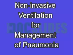 Non-invasive Ventilation for Management of Pneumonia