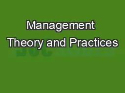 Management Theory and Practices