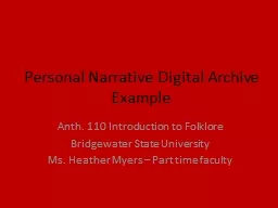 Personal Narrative Digital Archive Example