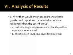 VI.  Analysis of Results