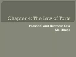 Chapter 4: The Law of Torts