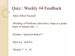 Quiz / Weekly #4 Feedback