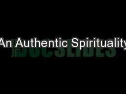 An Authentic Spirituality