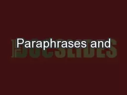 Paraphrases and