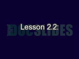 Lesson 2.2: