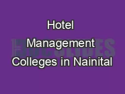 Hotel Management Colleges in Nainital