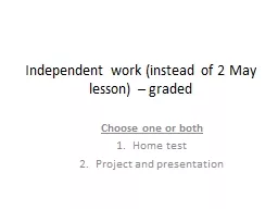 Independent work (instead of 2 May lesson) – graded