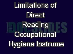 Limitations of Direct Reading Occupational Hygiene Instrume