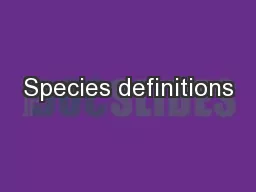 Species definitions