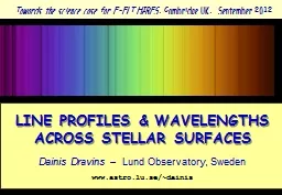 LINE PROFILES & WAVELENGTHS ACROSS STELLAR SURFACES
