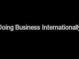 Doing Business Internationally