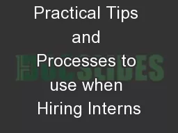 Practical Tips and Processes to use when Hiring Interns