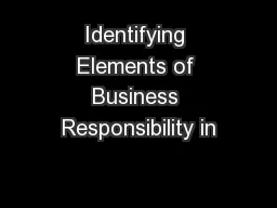 Identifying Elements of Business Responsibility in