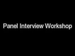 Panel Interview Workshop