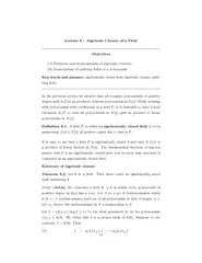 Lecture   Algebraic Closure of a Field Objectives  Exi