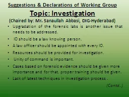 Suggestions & Declarations of Working Group