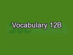 Vocabulary 12B